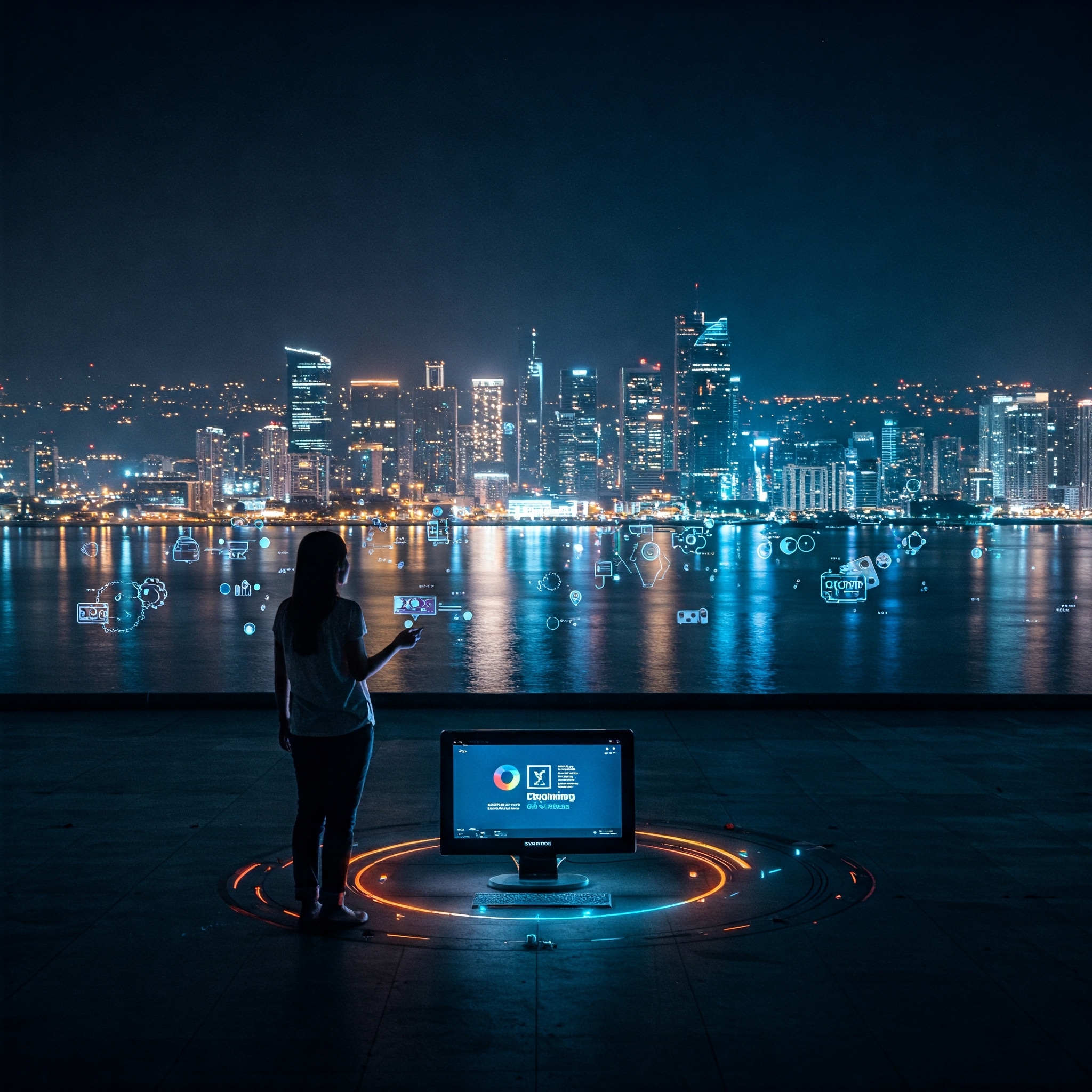 Conceptual image of 5G technology waves and connectivity